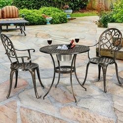 3 pcs Outdoor Set Patio Bistro with Attached Removable Ice Bucket