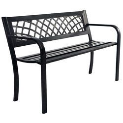 Patio Park Garden Bench Outdoor Deck Steel Frame