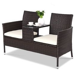 Outdoor Patio Rattan Cushioned Chat Set