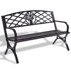 50" Patio Black Decent Garden Bench