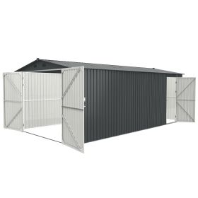 Outdoor Storage Shed 20x10 FT, Metal Garden Shed Backyard Utility Tool House Building with 2 Doors and 4 Vents for Car,Truck,Bike, Garbage Can,Tool