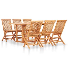 7 Piece Folding Patio Dining Set Solid Teak Wood