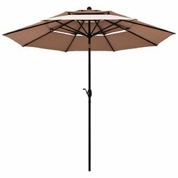 10' 3 Tier Patio Umbrella Aluminum Sunshade Shelter Double Vented