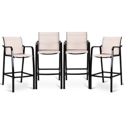 4 pcs Patio Counter Height Steel Frame Leisure Bar Chairs