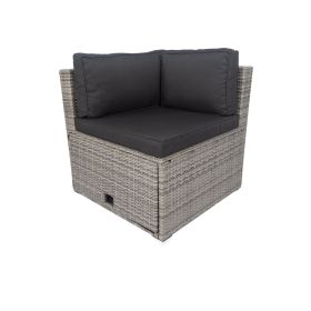 6 Pieces PE Rattan sectional Outdoor Furniture Cushioned Sofa Set with 3 Storage Under Seat Grey