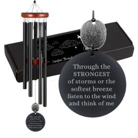 Memorial Wind Chime Through the Strongest of Storms Black Large 28 inch Outdoor Gift by Weathered Raindrop