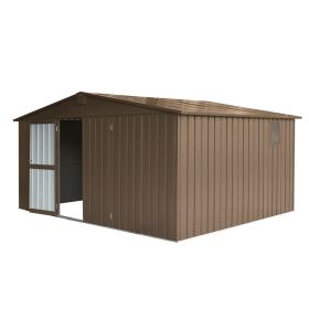 Backyard Storage Shed 11' x 12.5' with Galvanized Steel Frame & Windows (Color: as Pic)