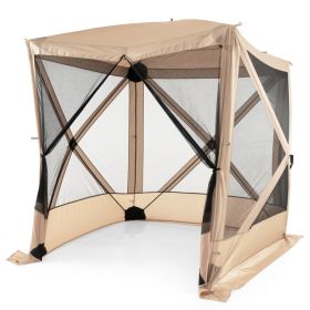 6.7 x 6.7 Feet Pop Up Gazebo with Netting and Carry Bag (Color: Coffee)